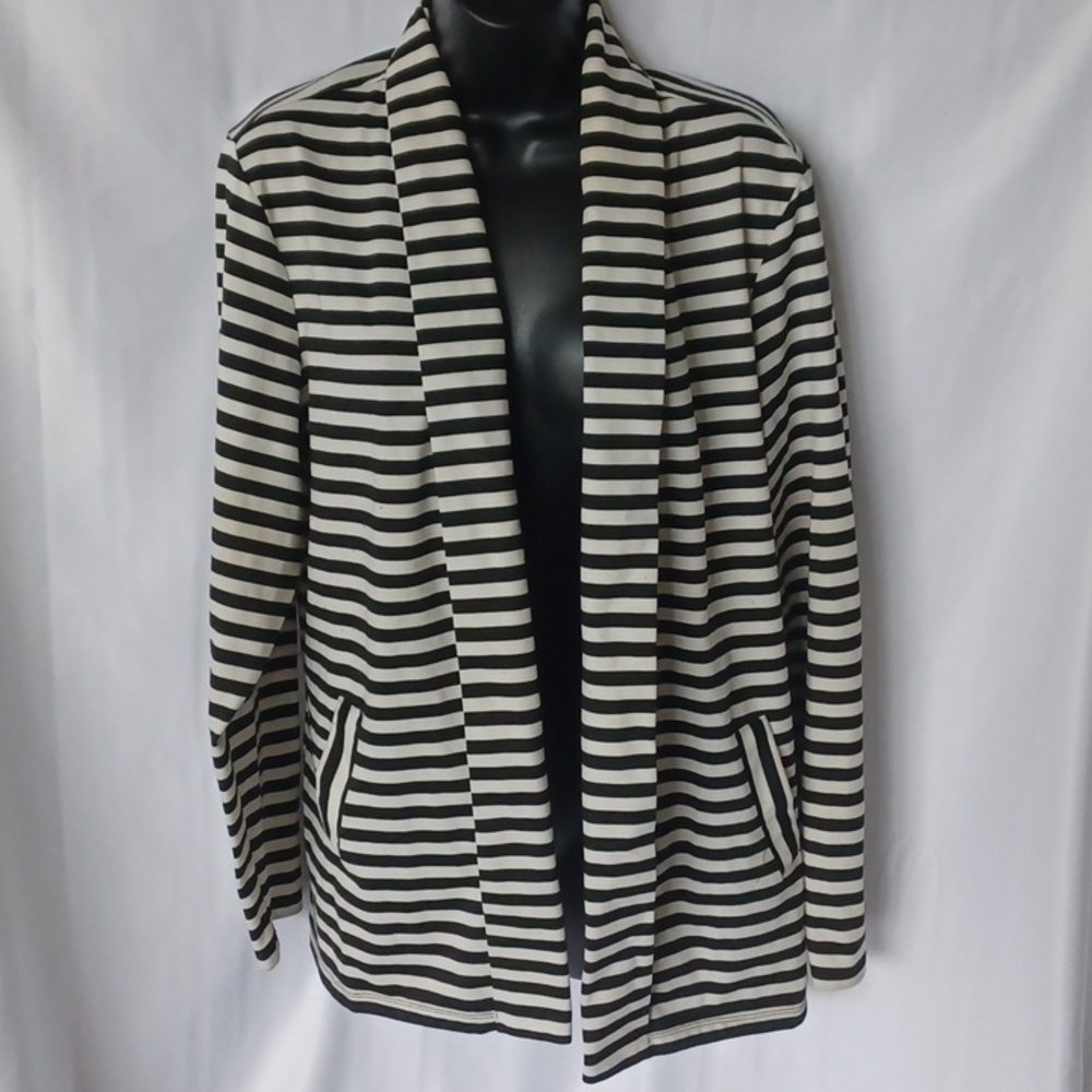 Blazer, Christopher & Banks, size xlarge, black and white stripe